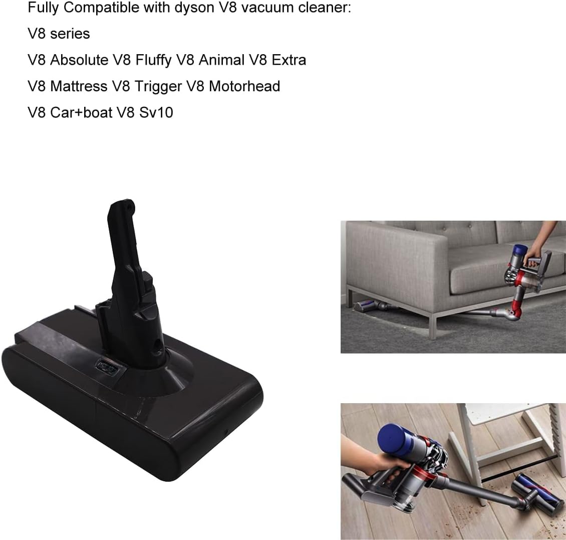 Batería 3000mAh 21.6V Compatible con V8 SV10 215681 967834-08 967834-05 Absolute Fluffy Animal Extra Colchón Trigger Motorhead