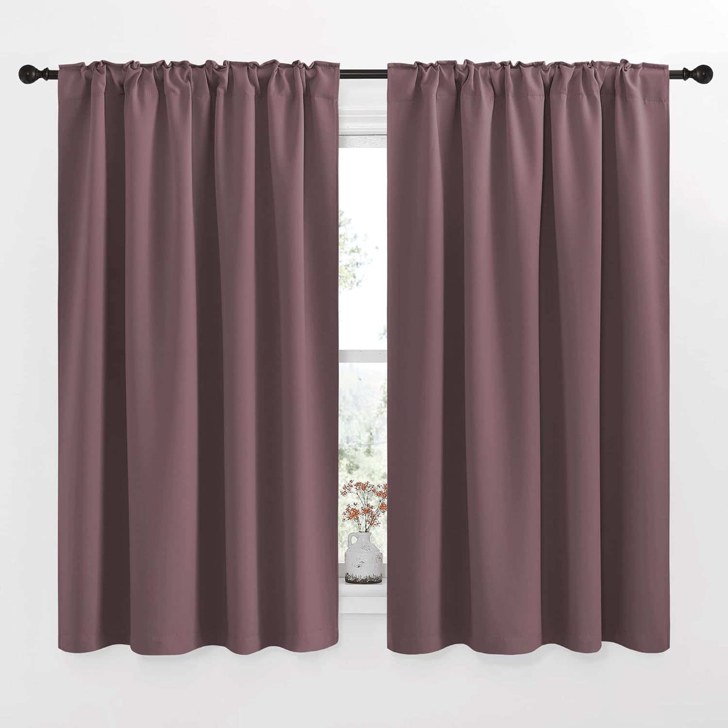 NICETOWN – Juego de 2paneles de cortinas opacas para sala de estar, para oscurecimiento de habitación, 52x63pulgadas, color rosa oscuro