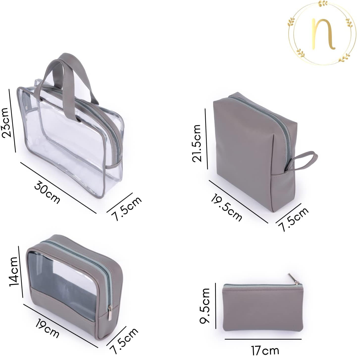Nestasia Juego de 4 bolsas de viaje multiusos de cuero vegano para almacenamiento  Bolsas de cosméticos con cremallera, organizadores de maquillaje