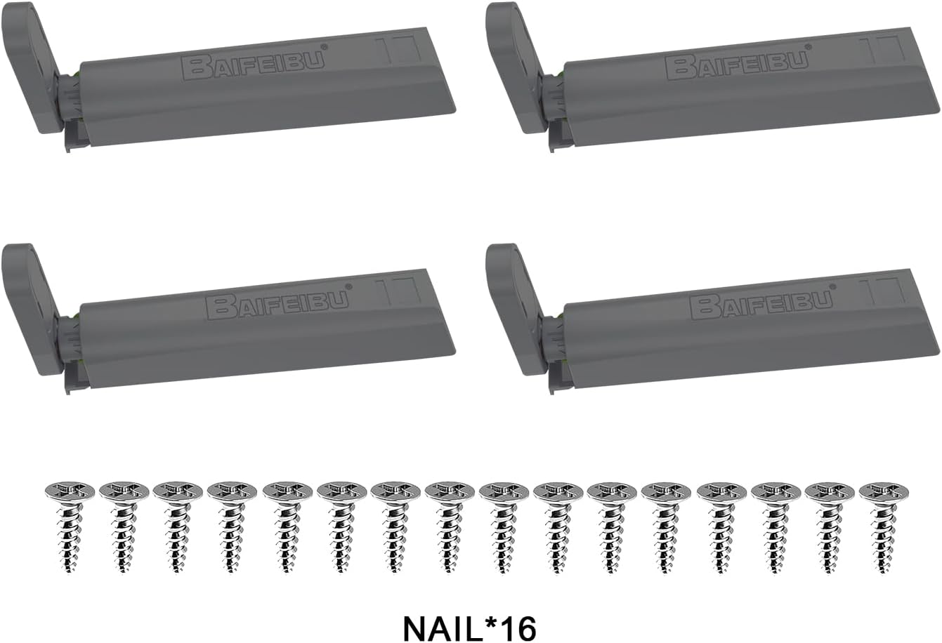 Pestillos de puerta de gabinete a presión para abrir, pestillo de empuje no magnético, resistente para puerta de armario, puerta de armario (4, gris