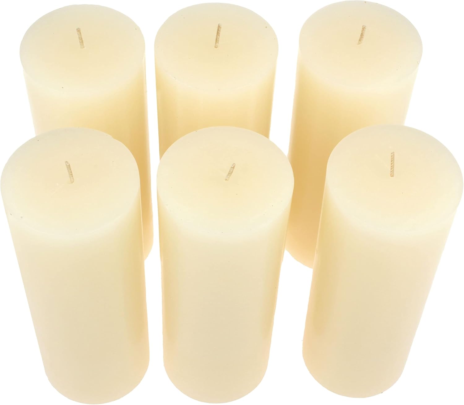 Stonebriar Velas altas de 3 x 6 pulgadas, 80 horas de duración, sin perfume, cera plana, marfil, paquete de 6