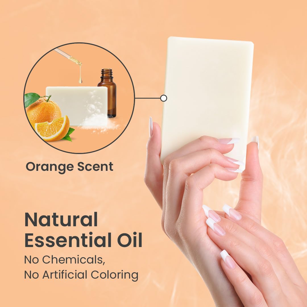 Body Restore Jabón de ácido kójico (naranja paquete de 3), con vitamina C, E, manteca de karité, colágeno, ácido hialurónico, cúrcuma, retinol para