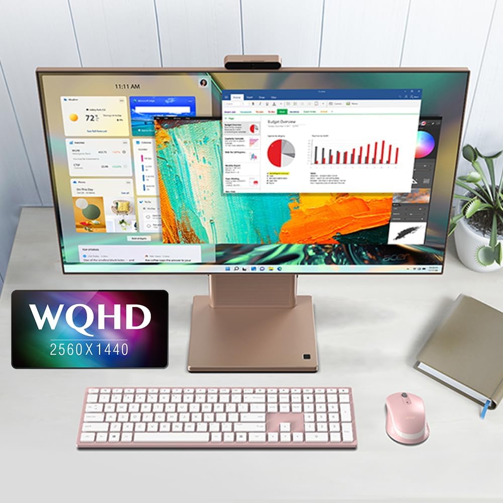 Acer Aspire S27-1755-UP11 AIO – Escritorio  Pantalla IPS WQHD de 27 pulgadas 2560 x 1440  Intel Core i5-1240P de 12 generación  Gráficos Intel Iris
