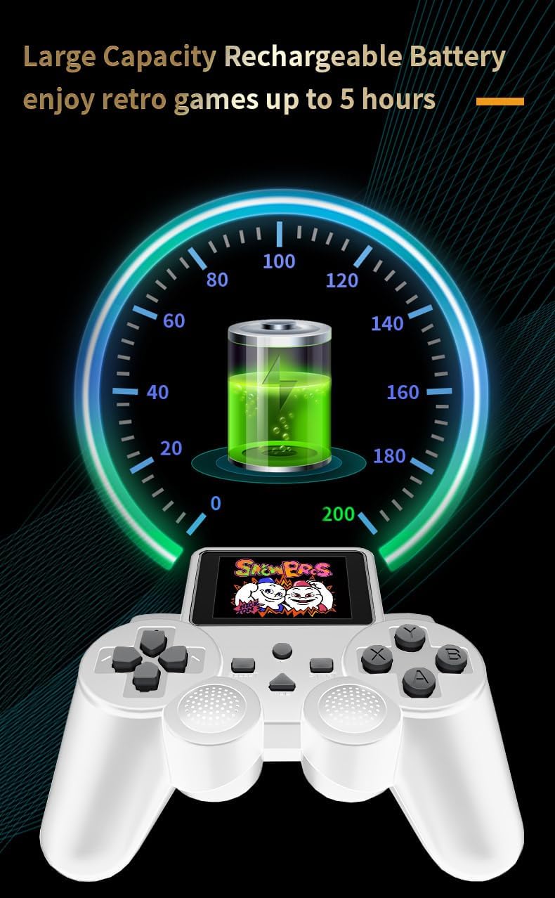 8-bit 520 en 1 Classic Retro Games Handheld Gamepad Game Console – Pantalla de 2.5 pulgadas recargable AV TV Out (blanco)