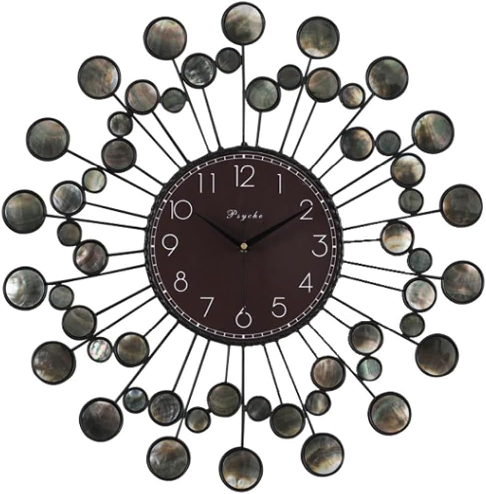 Reloj de pared Sea Shell Wall Clock for Living Room Decor Metal 22.8 Inch Modern Black Battery Operated Silent Non Ticking Round Wall Clock for