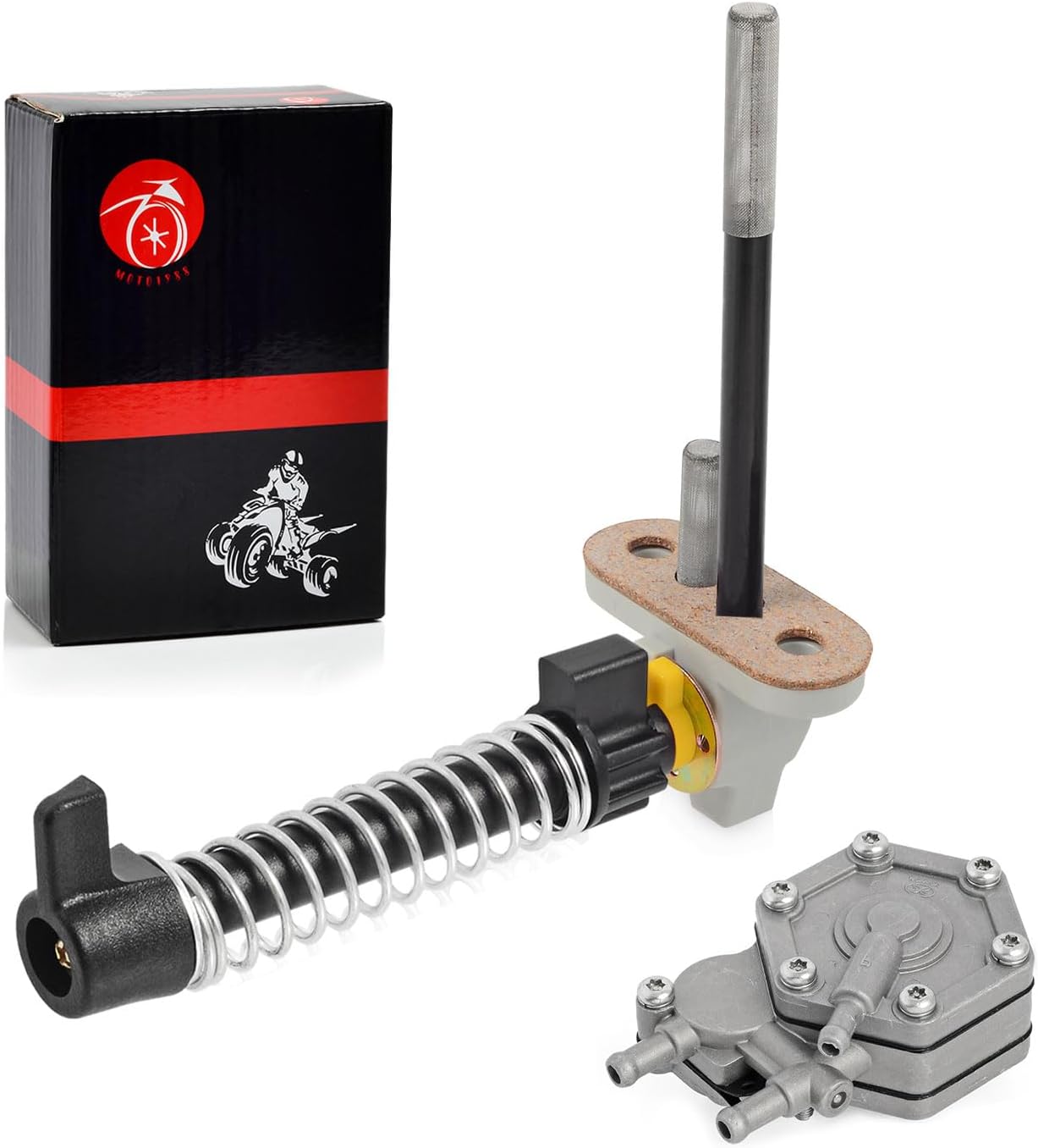 Bomba de combustible y válvula de combustible Petcock y pomo de palanca Kit de resorte para Polaris Scrambler 500 1998-2001 Magnum 425 1997-1998 Big