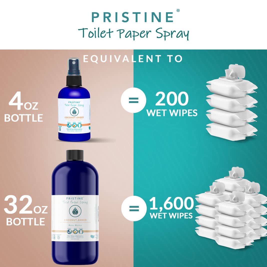 Pristine Spray de papel higiénico como se ve en Shark Tank, The Planet Friendly, alternativa más natural a las toallitas húmedas desechables – Ámbar