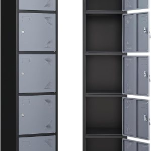 Yizosh Armario de metal con 5 puertas, armarios altos de acero para empleados, armarios de almacenamiento de casilleros de 71 pulgadas para escuela, Yizosh Armario de metal con 5 puertas, armarios altos de acero para empleados, armarios de almacenamiento de casilleros de 71 pulgadas para escuela,