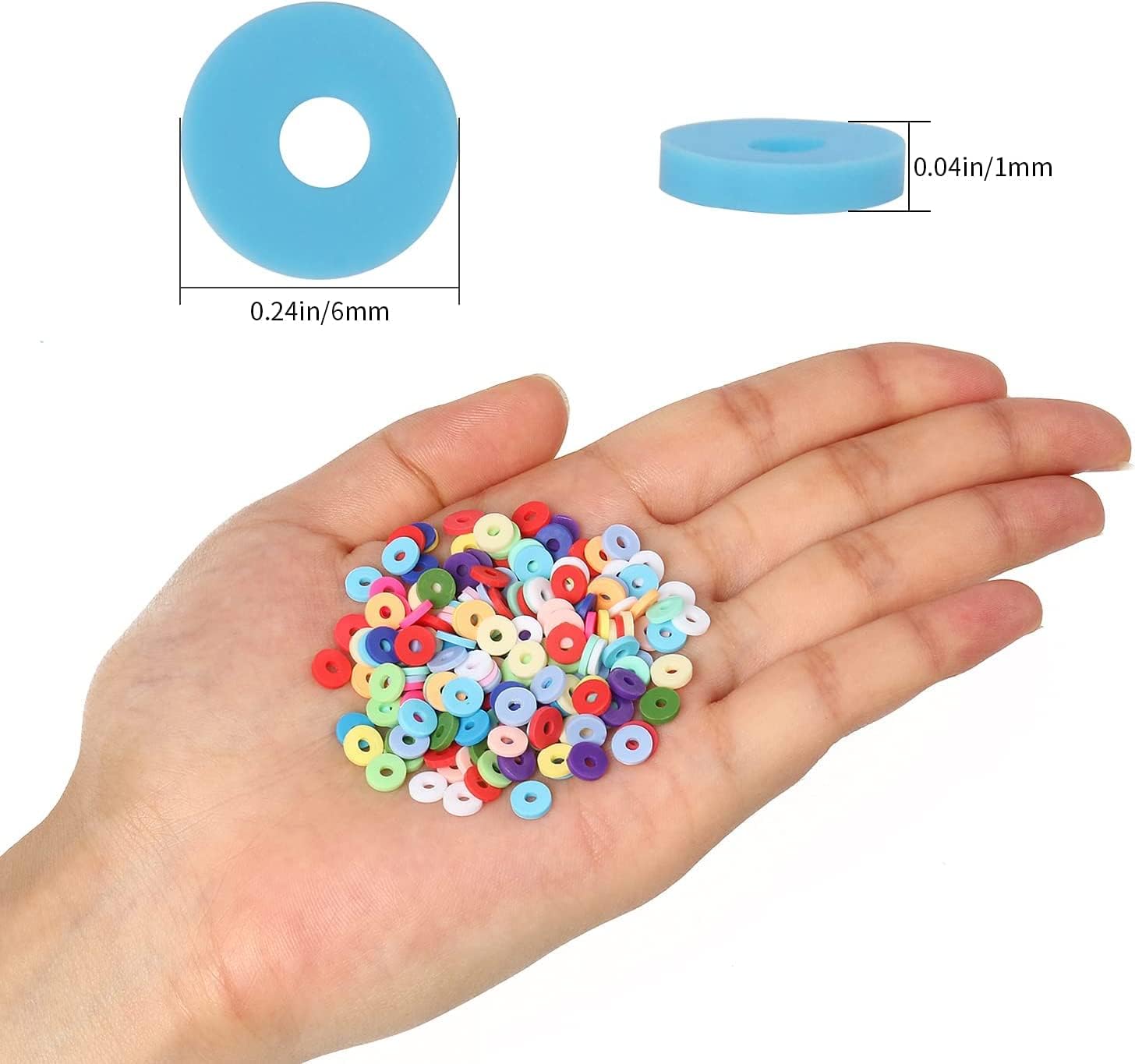 3600 cuentas de arcilla para hacer pulseras, 10 hebras planas redondas de arcilla polimérica de 0.236 pulgadas (0.236 in) cuentas Heishi para hacer