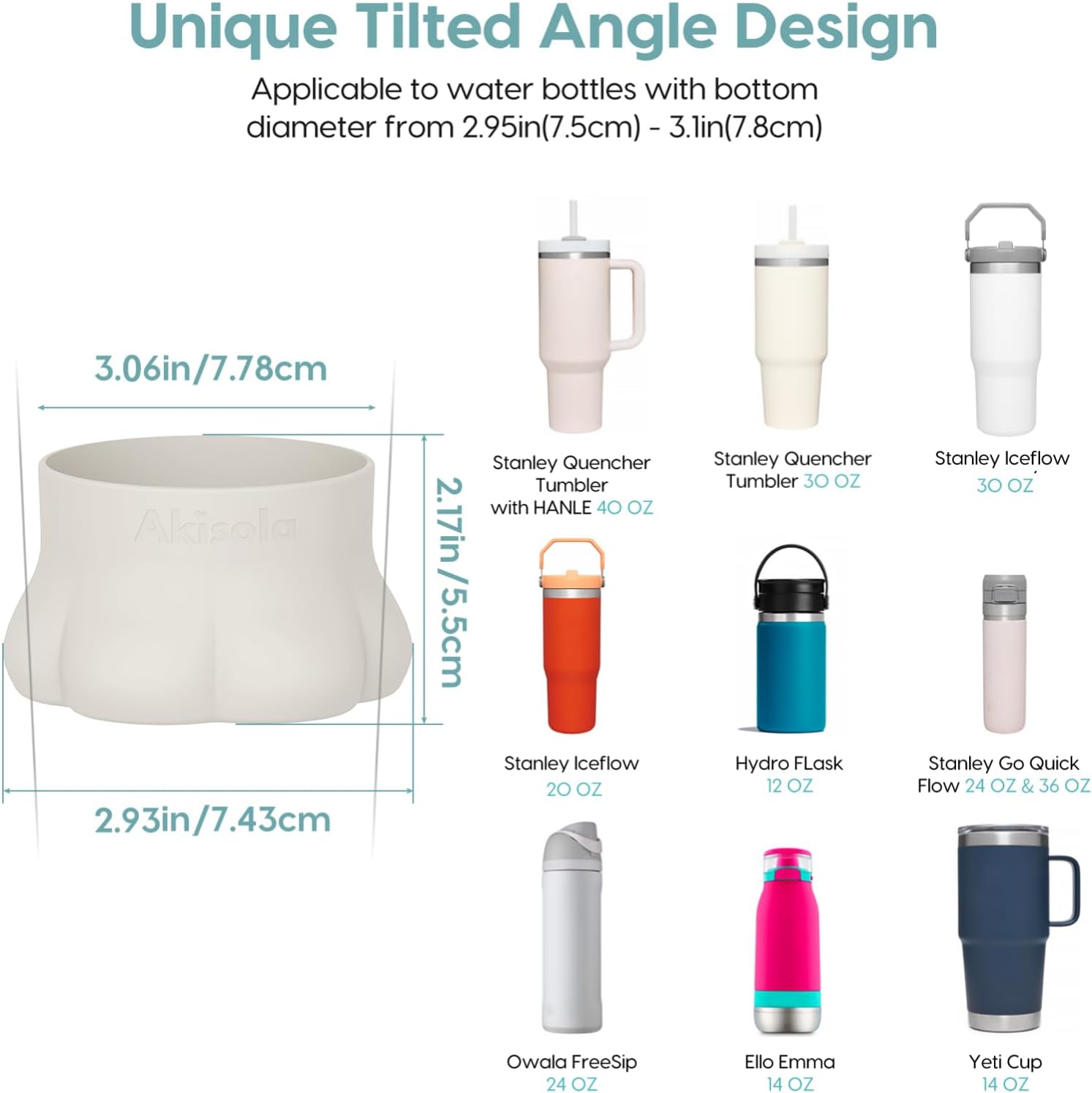 ORIHILL Akisola – Funda para botas de pata de gato, cubierta inferior de silicona para botella de agua, adecuada para Hydro Flask de 40 onzas,
