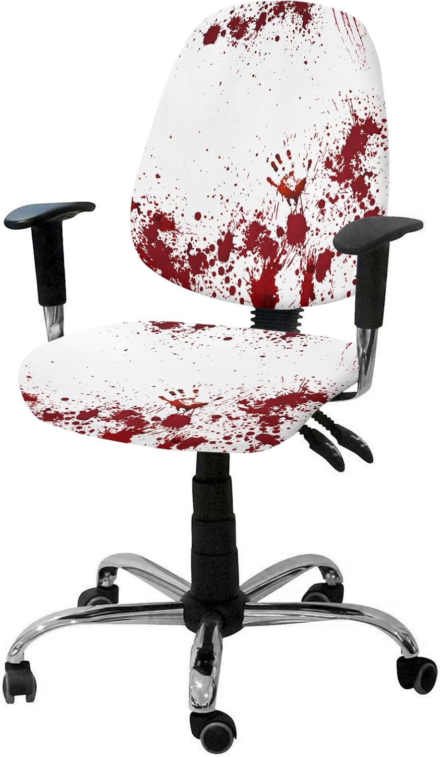 EwdeWwo Funda para silla de oficina, diseño de huellas dactilares de sangre aterradora de Halloween, funda protectora y elástica para silla de