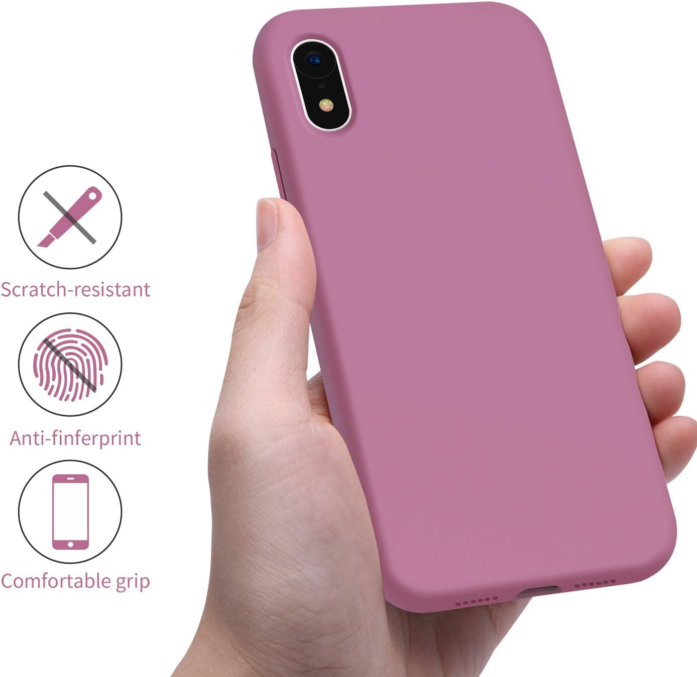 OTOFLY – Funda protectora para iPhone XR (sedosa y suave al tacto), de goma de silicona suave de alta calidad, protección total antigolpes,