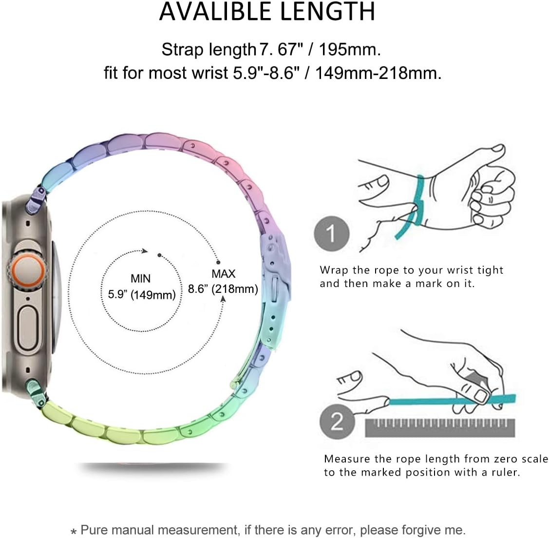 DEALELE Correas compatibles con iWatch de 1.496 in 1.654 in 1.575 in 1.732 in 1.614 in 1.772 in 1.929 in, correa de repuesto de metal de acero