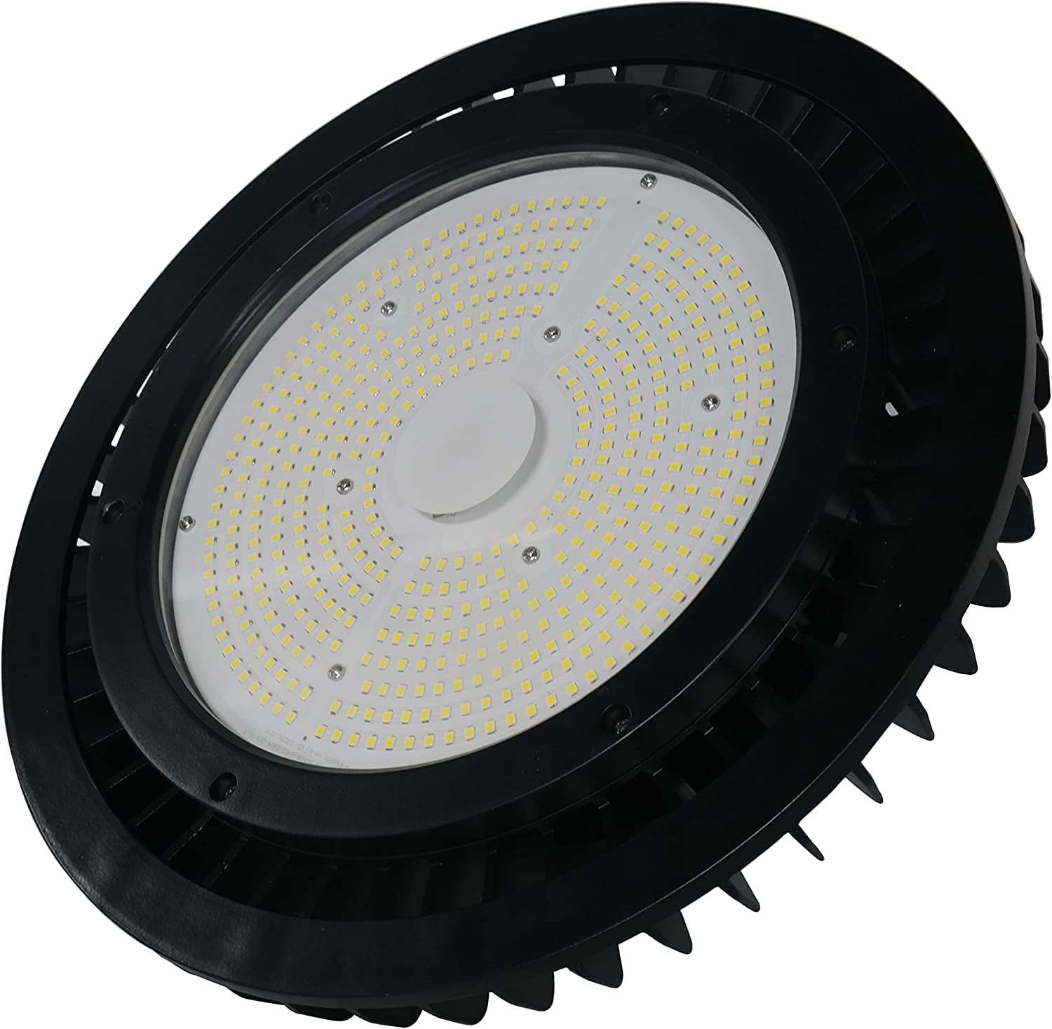 Sunlite 89688 LED comercial UFO High Bay Fixture, 300 vatios, 45000 lúmenes, 5000K Super White, 70 CRI, UL listado, negro, para almacenes, fábricas