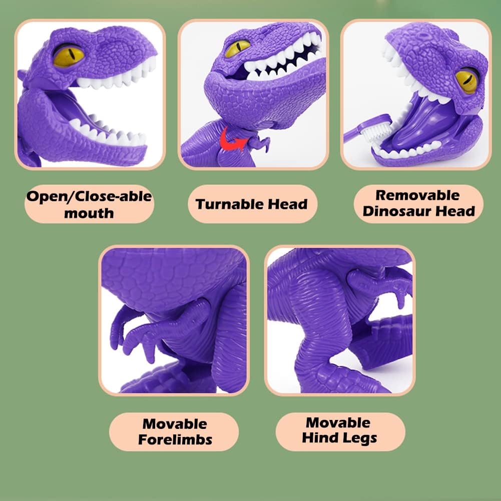 Paquete de 19 piezas  9 piezas de juego de dentista de simulación de plástico (morado) + 10 piezas de juego de simulación de dinosaurio de plástico