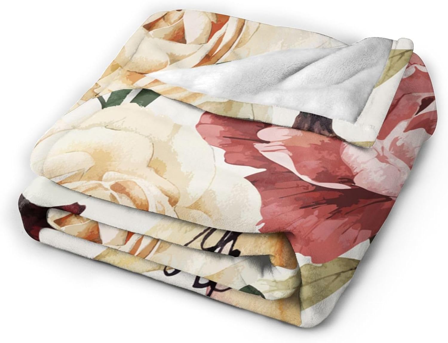 Manta de cama con diseño floral de rosas en acuarela, ultra suave, para todas las estaciones, cálida, ligera, acogedora manta de felpa para el
