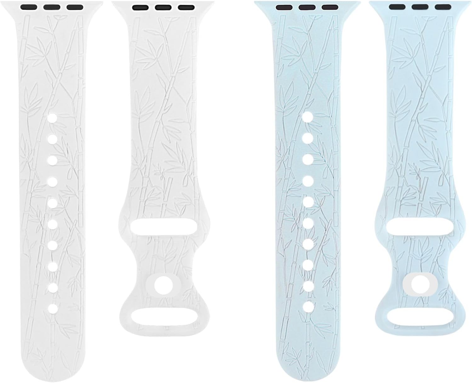 Paquete de 2 correas de bambú grabadas casuales compatibles con Apple Watch Band de 1.496 in 1.575 in 1.614 in 1.654 in 1.732 in 1.772 in 1.929 in,