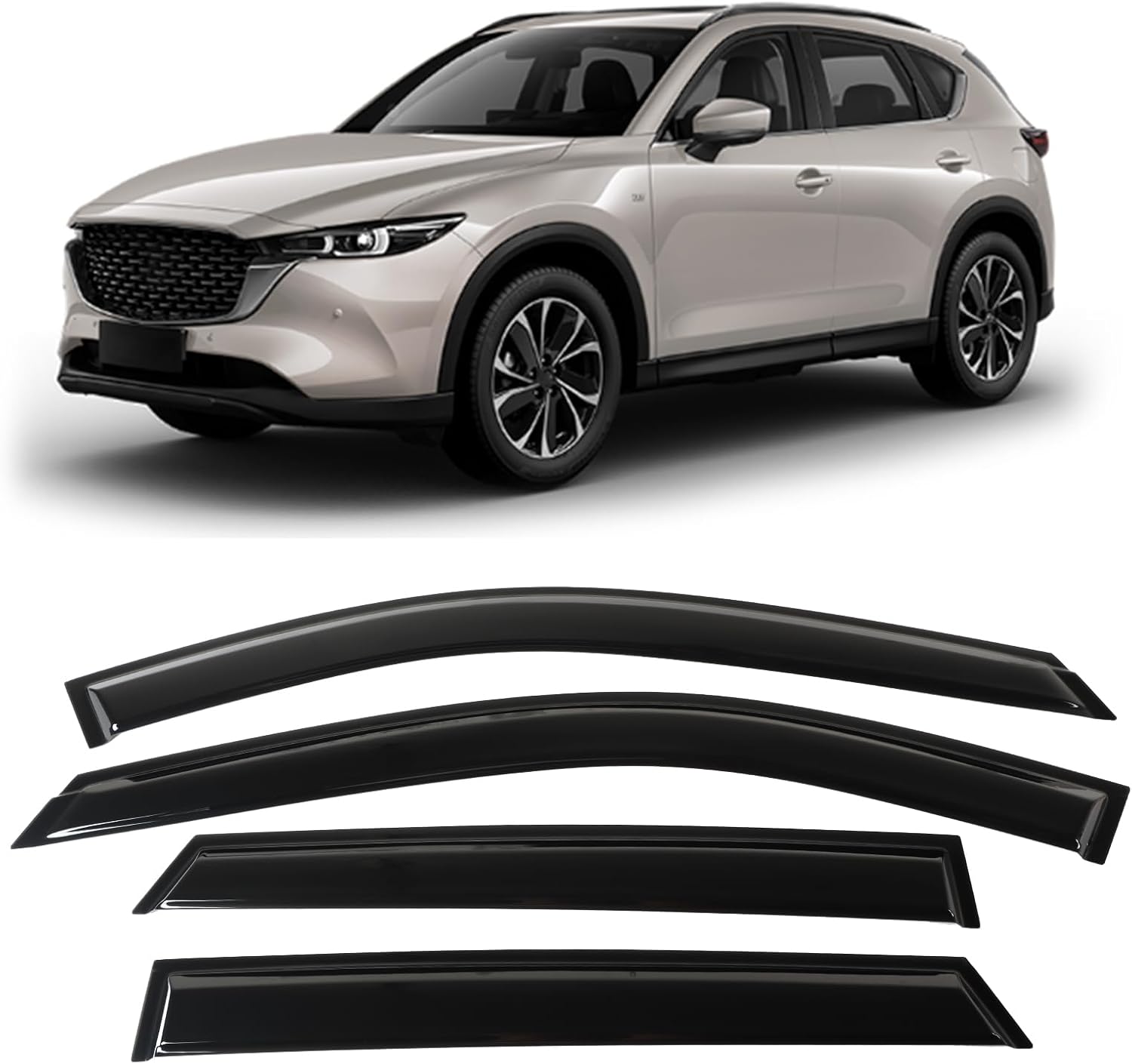 4 viseras de ventana, deflectores de ventilación, protección solar, viento, lluvia, se adapta a Mazda-CX-5 2017-2023 Viseras de ventana de automóvil