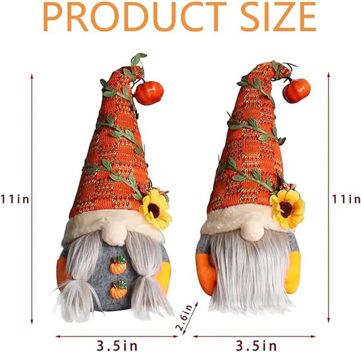 Decoraciones de otoño para el hogar, 2 gnomos de otoño para decoración del hogar con calabaza, decoraciones de otoño de Acción de Gracias, gnomos de