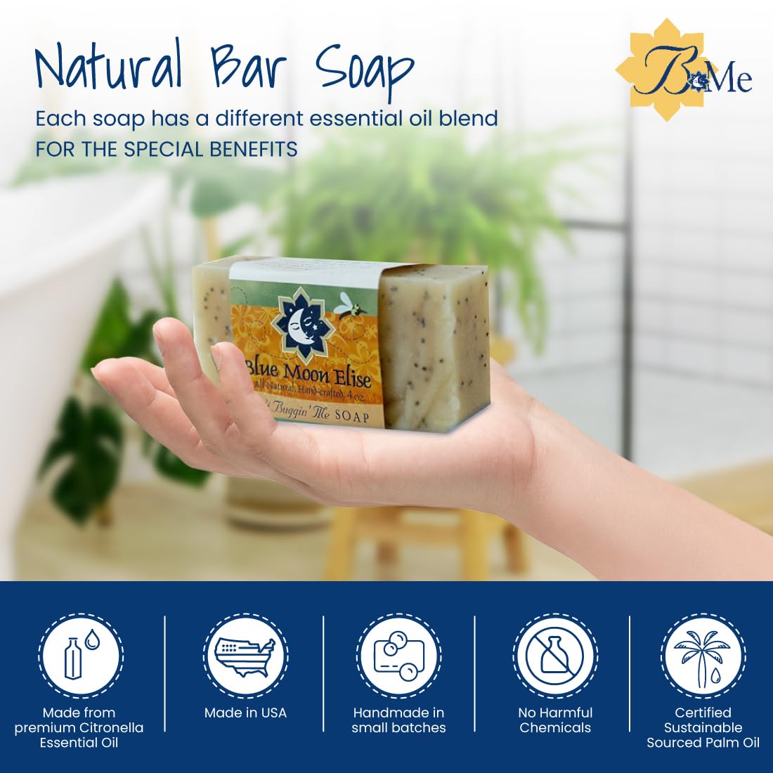 Ain’t Buggin Me – Jabón de citronela para hombres y mujeres, jabón natural hecho a mano con aceites esenciales de citronela puros, barra de jabón