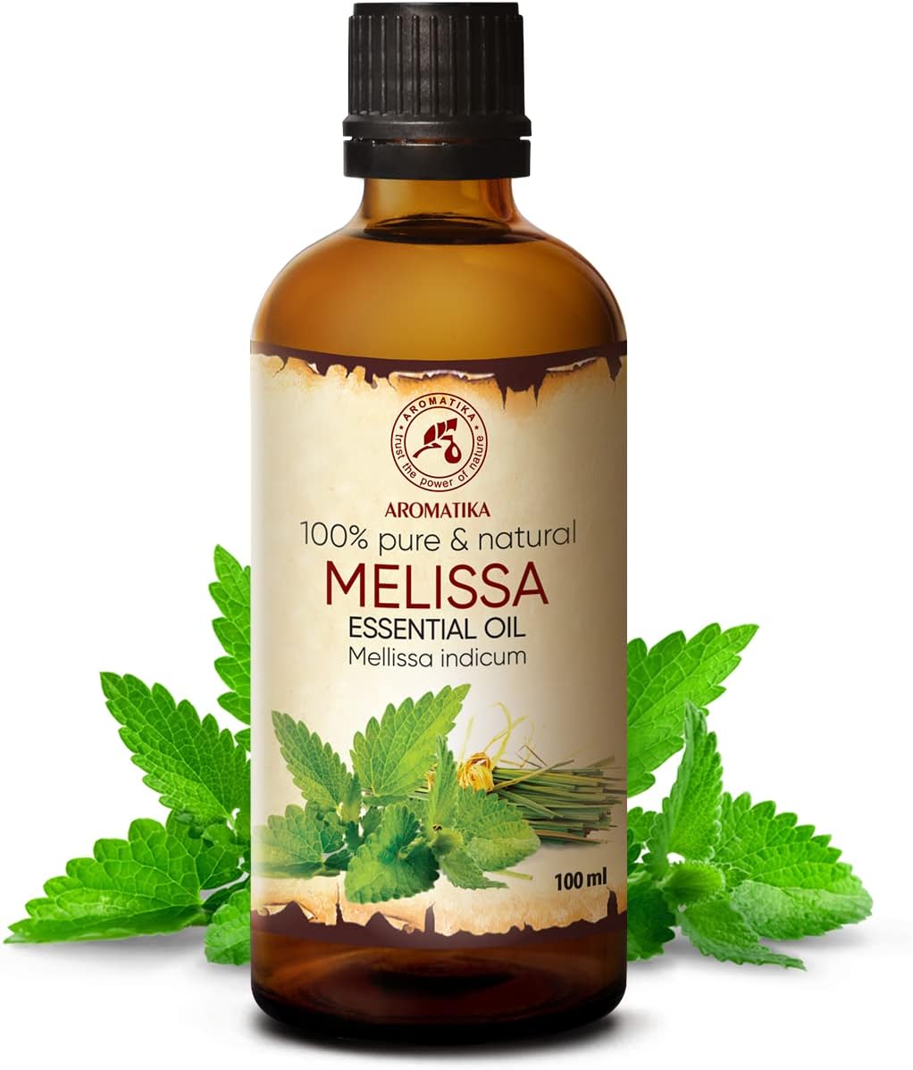 Melissa – Aceite esencial de Melissa de 3.4 onzas líquidas – Melissa Indicum – Aromaterapia – Homefragrance – Aceite puro de melisa para el cuidado