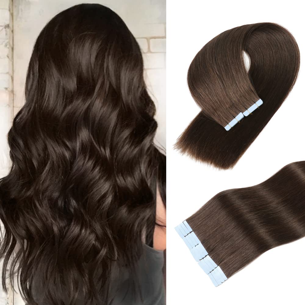 Extensiones de cabello humano con cinta, extensiones de cabello humano Remy 100% real, sin costuras, extensiones de cabello humano real, extensiones