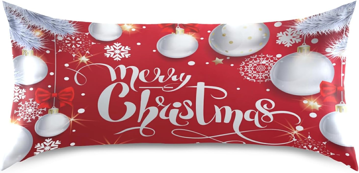 xigua Funda de almohada de satén con diseño de copos de nieve y árbol de Navidad, para el cabello y la piel, con cierre de sobre, funda de almohada