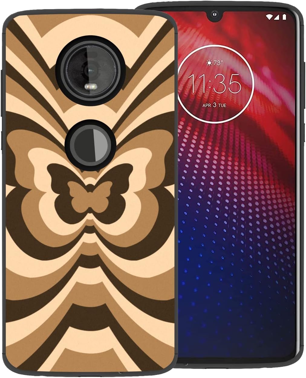 zaztify Funda de teléfono para Motorola Moto Z4, centro de túnel de mariposa marrón, café, latte, San Valentín, bloque de color, lindo patrón, a