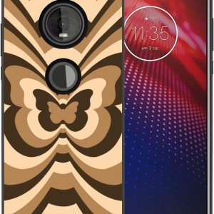 zaztify Funda de teléfono para Motorola Moto Z4, centro de túnel de mariposa marrón, café, latte, San Valentín, bloque de color, lindo patrón, a zaztify Funda de teléfono para Motorola Moto Z4, centro de túnel de mariposa marrón, café, latte, San Valentín, bloque de color, lindo patrón, a