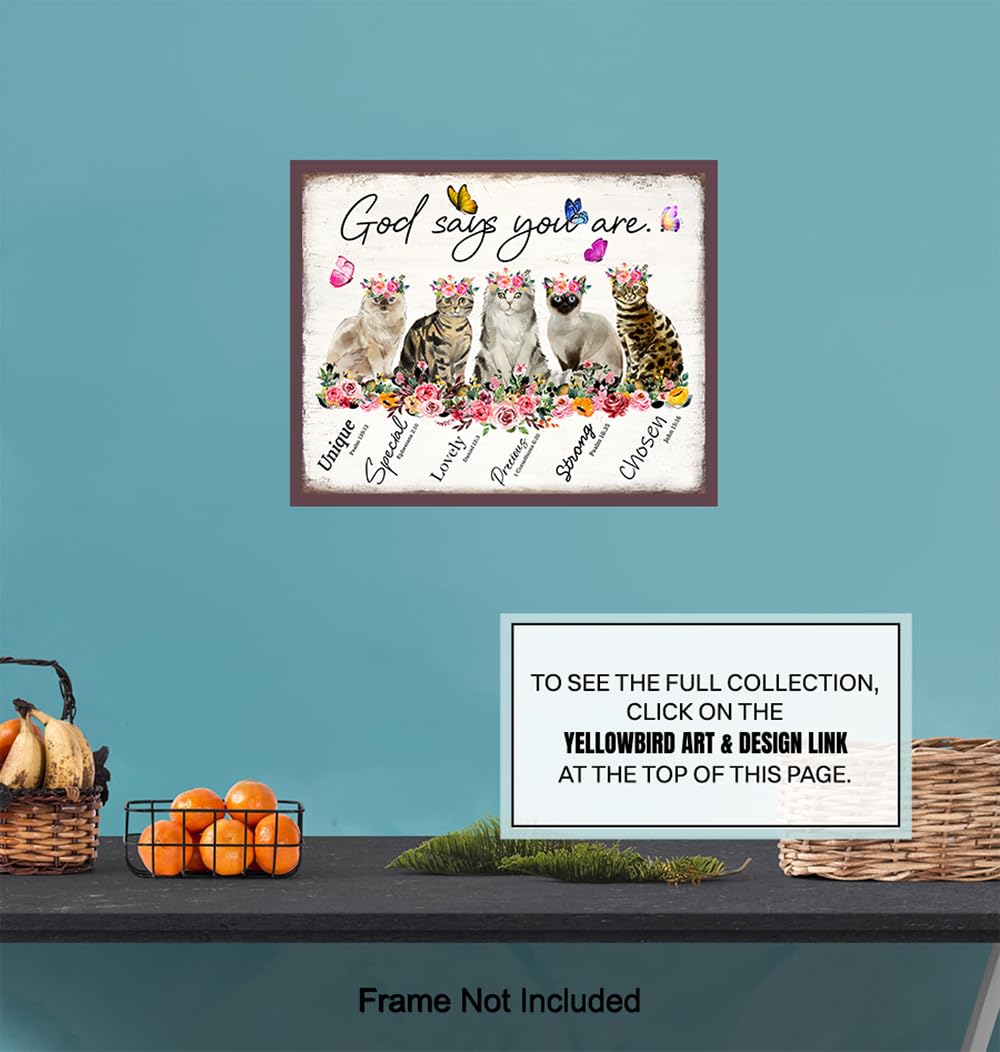 Christian Inspirational Wall Art 11×14 – Bible Verse Psalm Scripture Wall Decor for Women – Christian Gifts – Love, Faith, God Says – positive