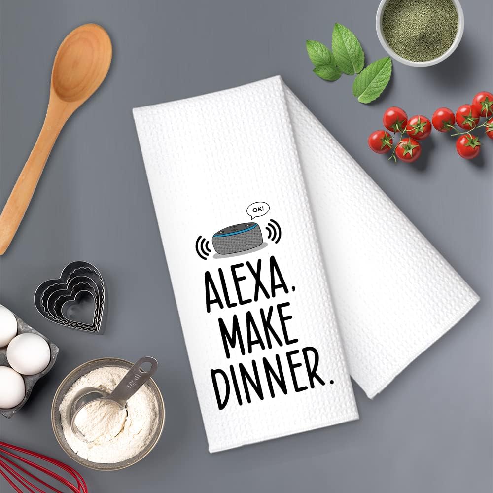 Alexa, Make Dinner – Toalla de cocina con altavoces, regalo para mujeres, hermanas, amigas, mamá, tía, anfitriona, amante de la música, inauguración