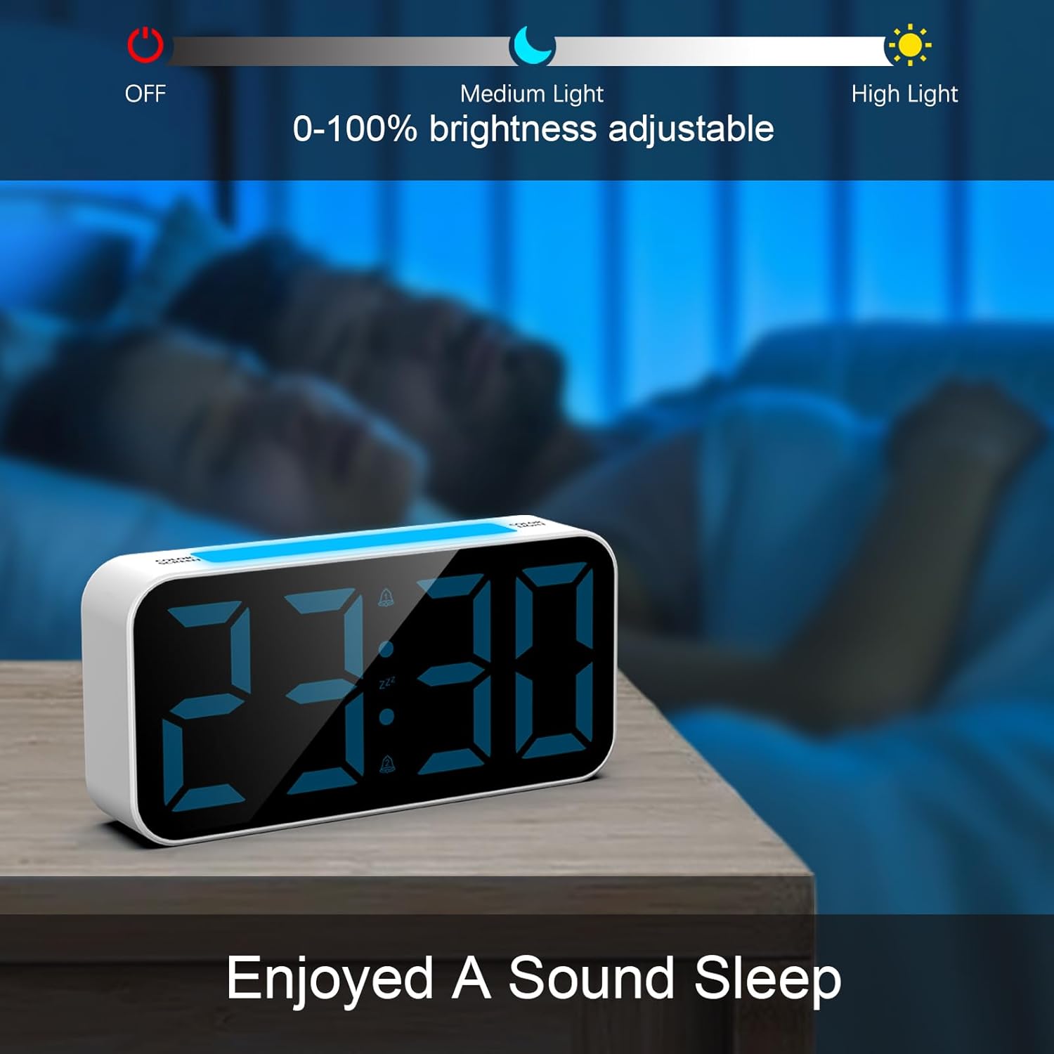 Topski Reloj despertador ruidoso para dormitorios que duermen pesados, reloj digital con luz nocturna, pantalla grande, alarma doble, repetición,