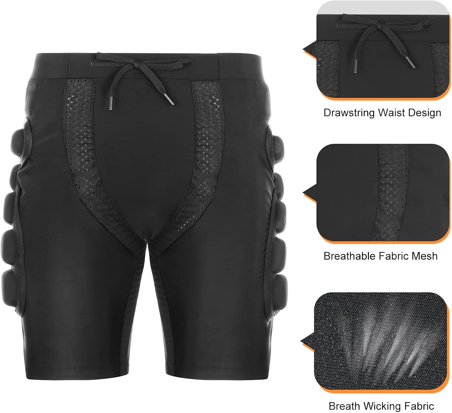 Relaxyee Pantalones cortos acolchados de protección, resistencia a los impactos, ropa deportiva de protección contra impactos al aire libre para