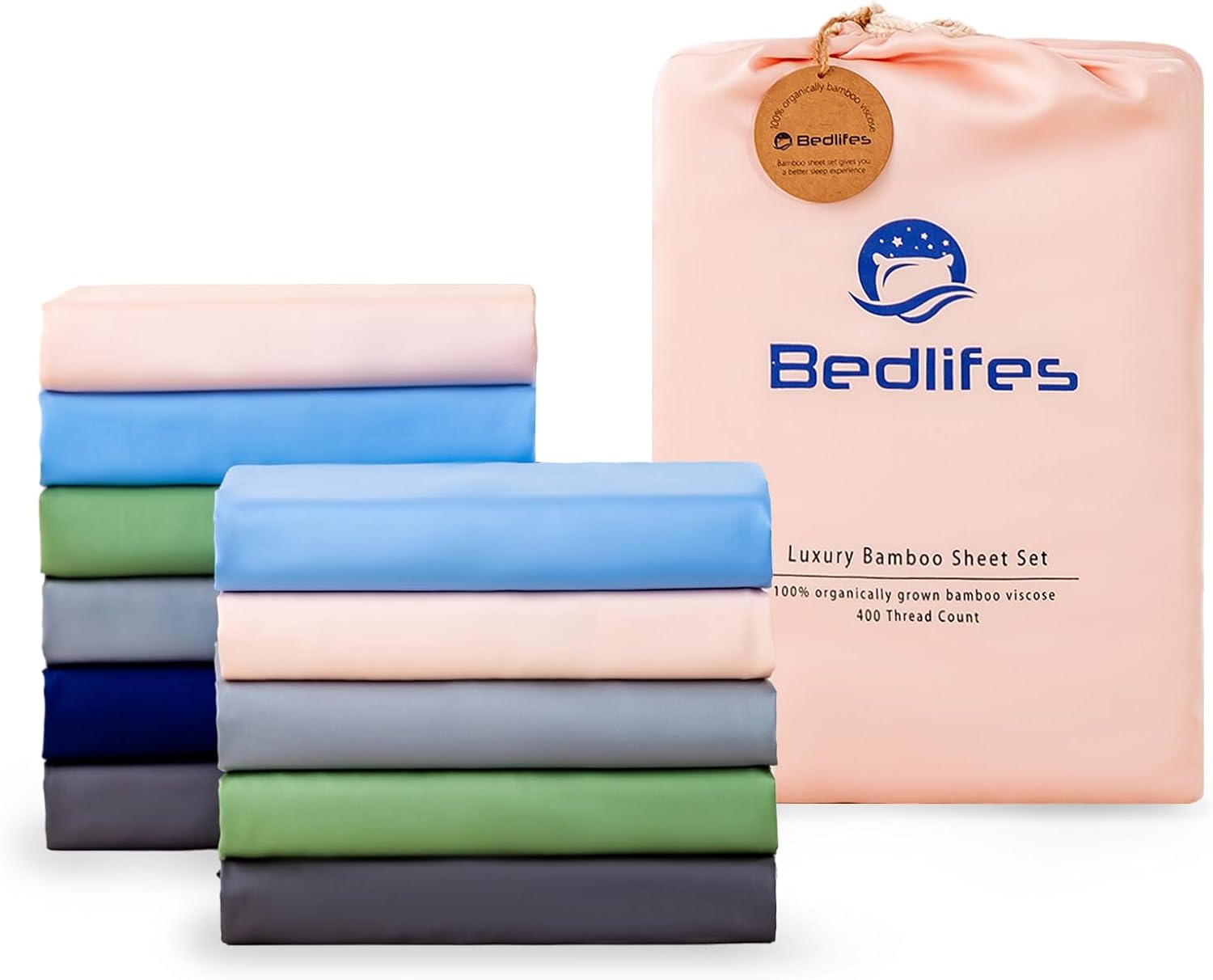 Bedlifes California King Sheet Sets-Rayon Derived from Bamboo Cooling Sheets-400TC Breathable Luxury Bed Sheets,Sateen Silky Bedding Sheets-16 Deep