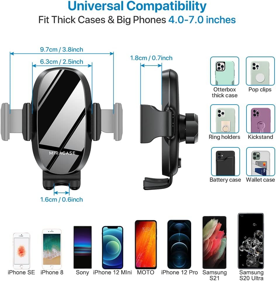 Miracase Soporte universal para teléfono para automóvil, versión mejorada Soporte ajustable de cuello largo para auto, soporte para teléfono,