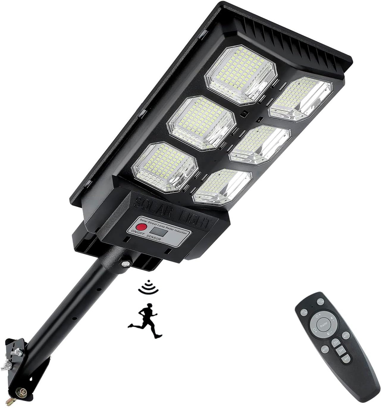 SZPIOSTAR Luces solares para exteriores, luz de calle solar impermeable del atardecer al amanecer con sensor de movimiento y control remoto, lámpara