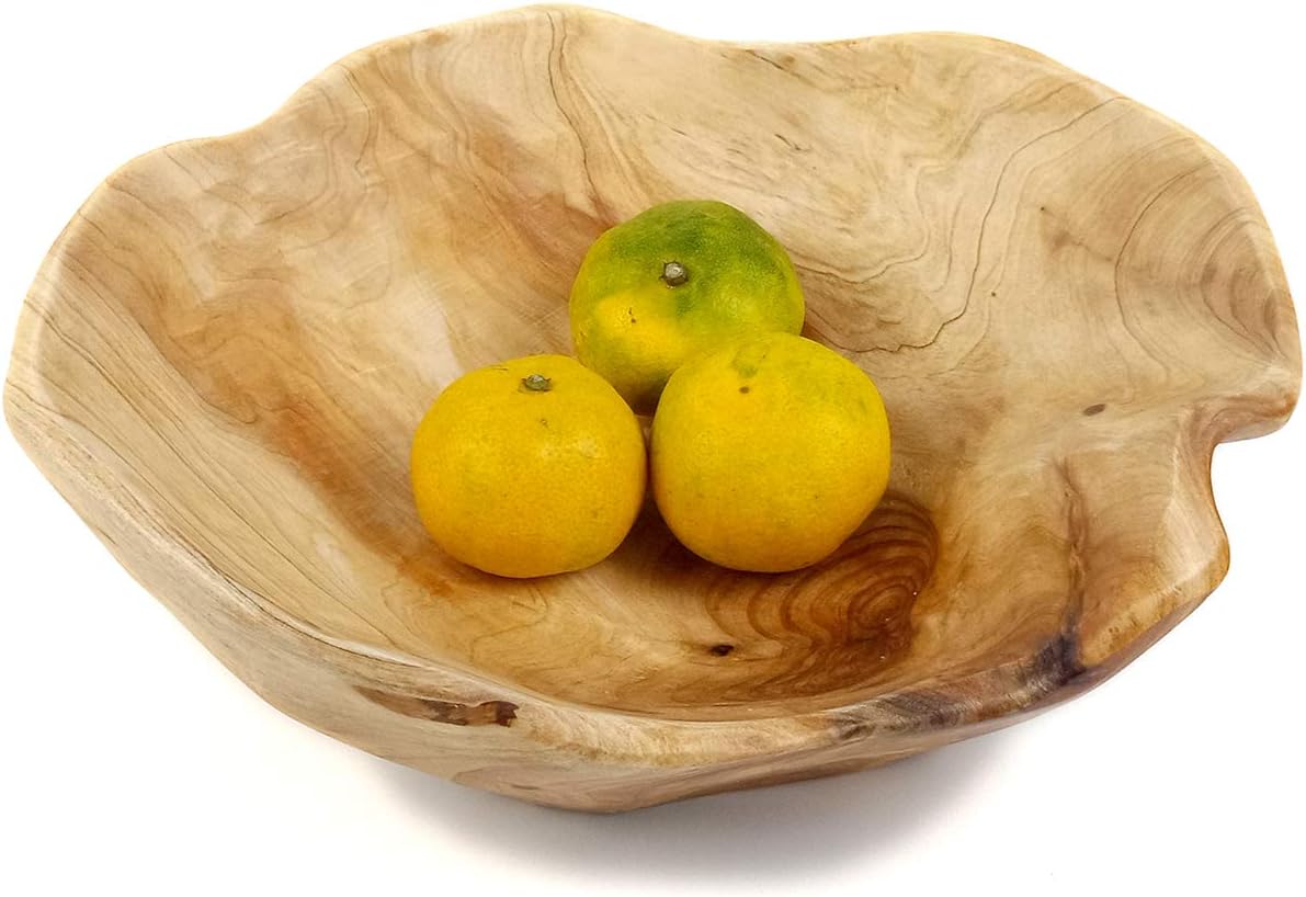 Tazón de madera para servir ensalada de frutas tallada a mano cuencos de raíz creativa sala de estar cuenco de madera real para dulces de 7 a 9