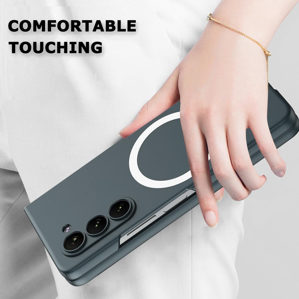 NINKI Magsafe – Funda compatible con Magsafe para Samsung Galaxy Z Fold 5 con protector de pantalla integrado, funda protectora completa militar