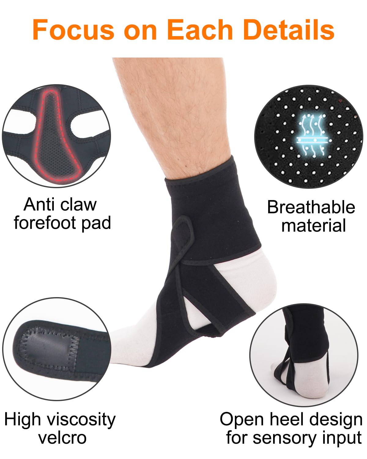Furlove AFO – Soporte de pie para caminar, soporte de pie caído con zapatos, férula nocturna suave para caída del pie, soporte de caída de pie para