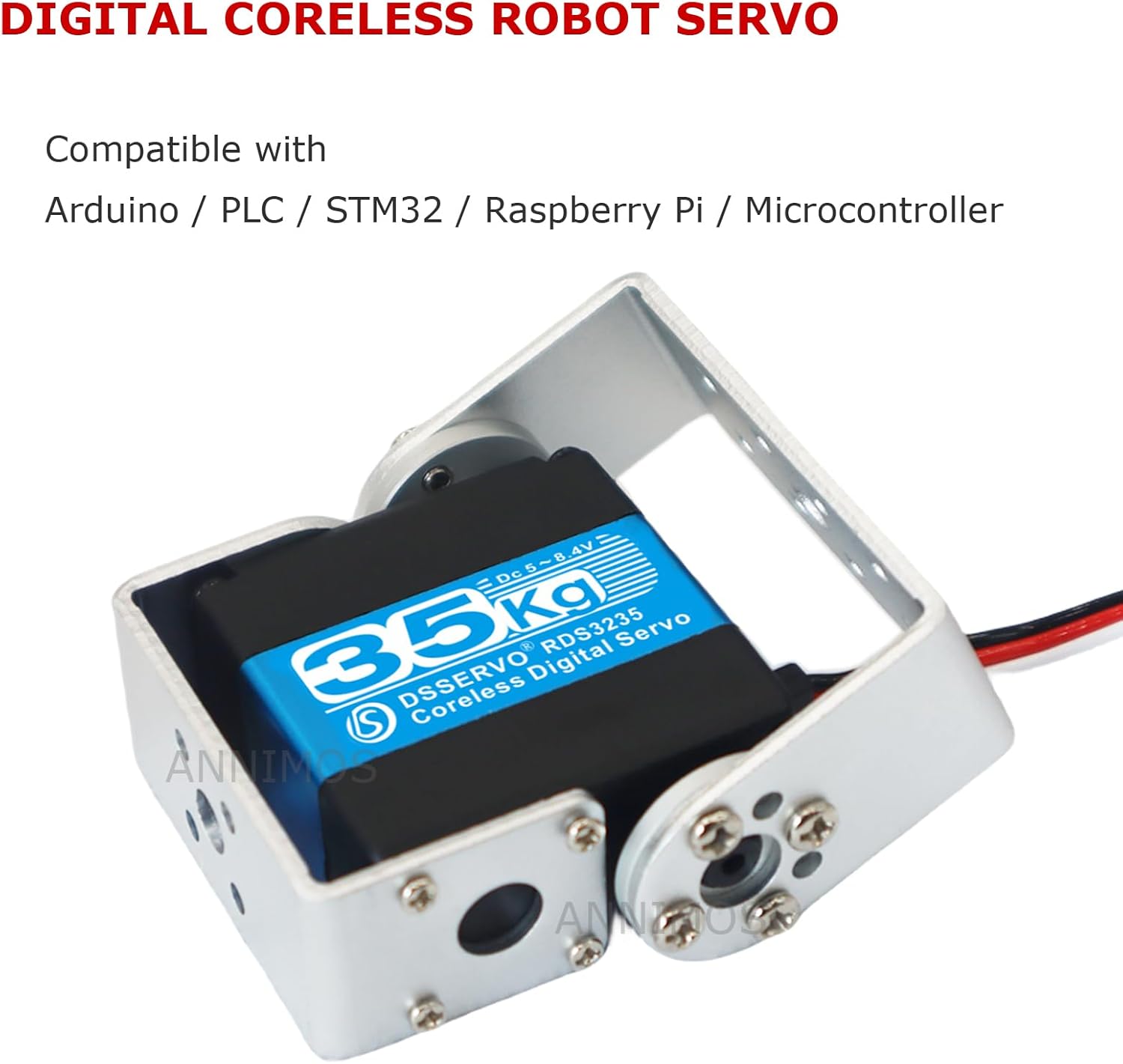 77.2 lbs Robot Servo Coreless Motor High Torque de acero inoxidable Engranaje Servos de dirección digital con soportes de montaje