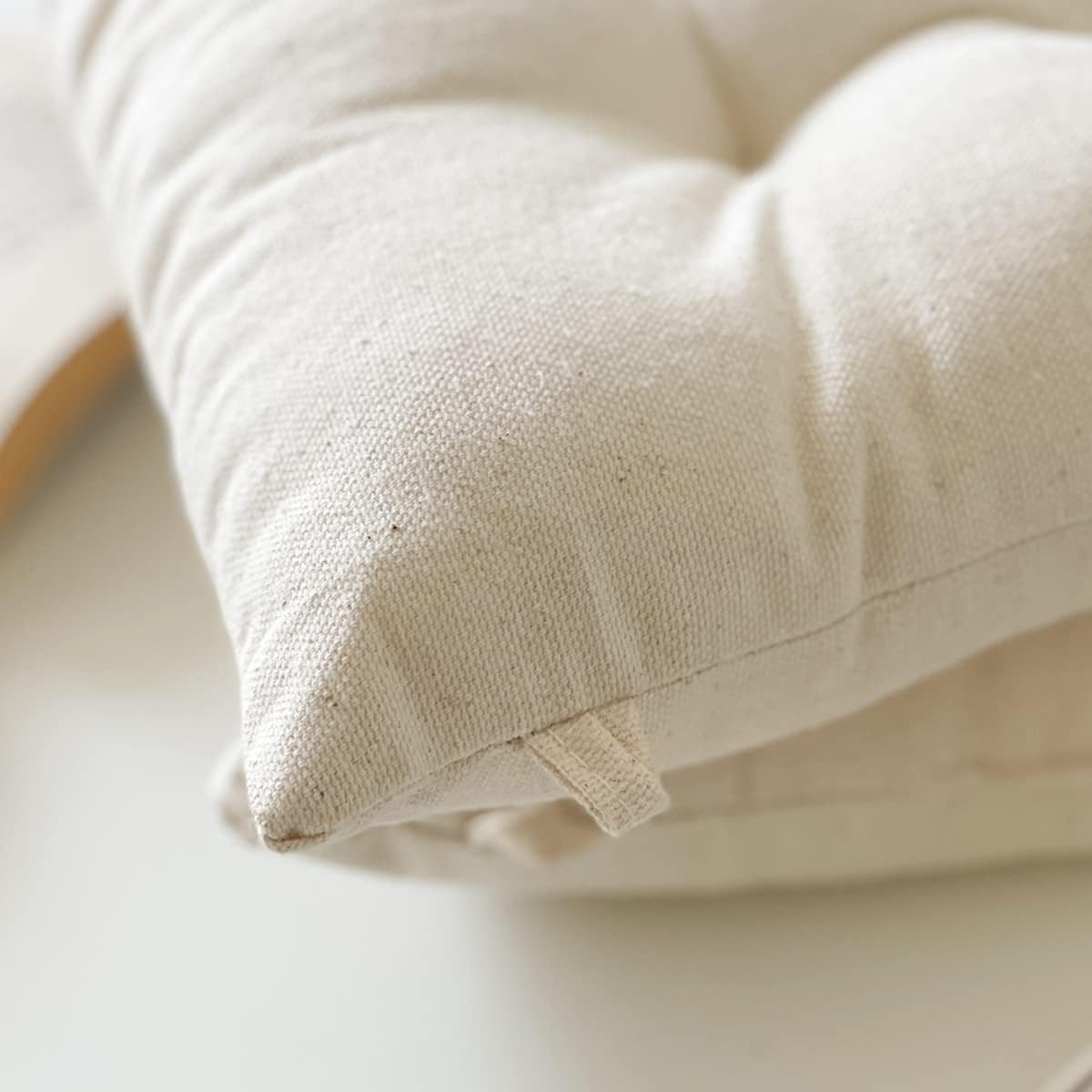 Lemfux Cojín de asiento blanco natural de tela reciclada para silla de oficinaescritorio, suave y grueso material sostenible, cojín cuadrado simple