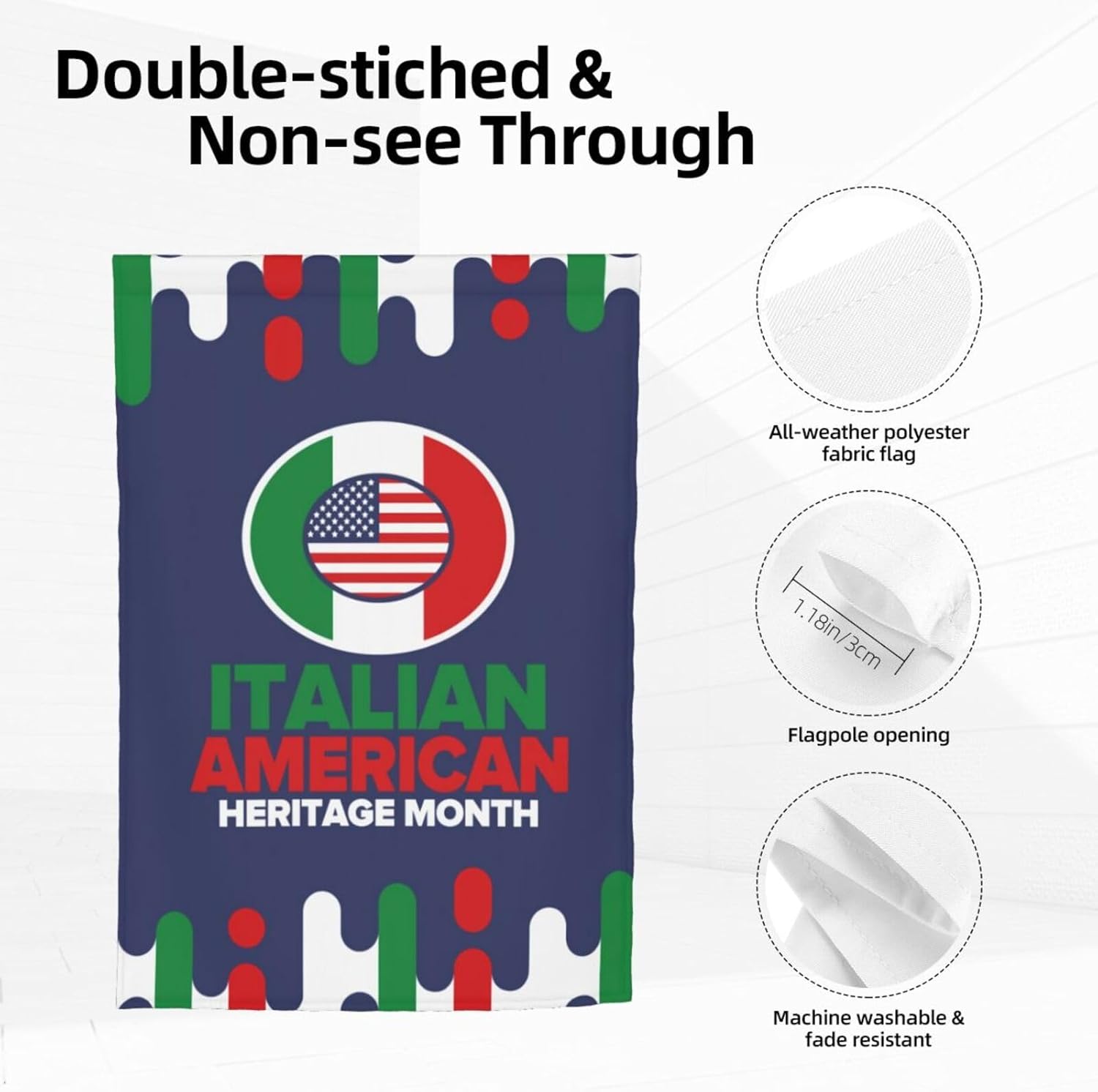 Banderas del mes del patrimonio italiano americano, bandera de jardín de doble cara para decoración al aire libre para casa, boda, vacaciones, 12 x