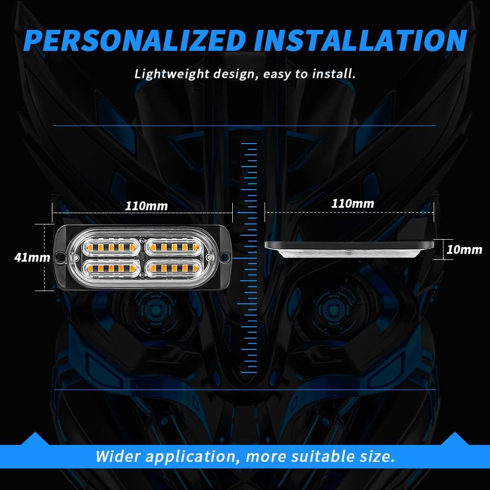 Actualizado Kit de lámparas LED de advertencia estroboscópicas de emergencia, 4 vainas, 20 LED, 18 patrones de destello para luz estroboscópica de