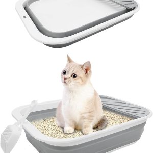 Bandeja de arena para gatos con pala y protector de dispersión, resistente y fácil de limpiar, bandeja de arena para gatos al aire libre con Bandeja de arena para gatos con pala y protector de dispersión, resistente y fácil de limpiar, bandeja de arena para gatos al aire libre con