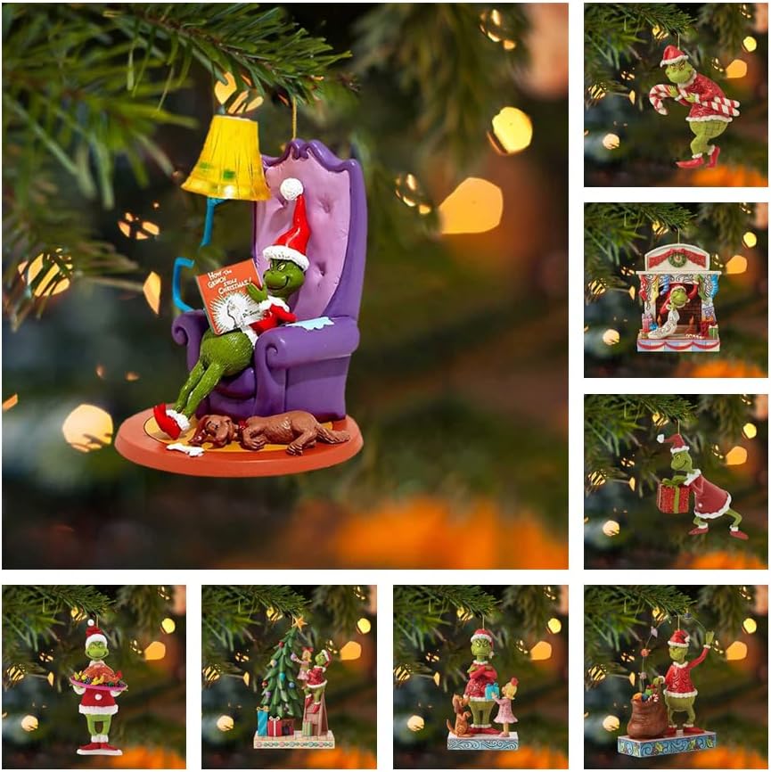 Adorno colgante clásico de dibujos animados de invernadero, colgante de acrílico de robo, divertido adorno colgante de árbol de Navidad para el