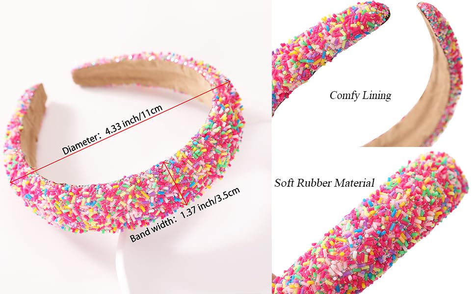 Somlatrecy Diadema de chispas para mujer, diseño de bloques de color, bandas anchas para el cabello a la moda, gruesas y acolchadas, accesorios para