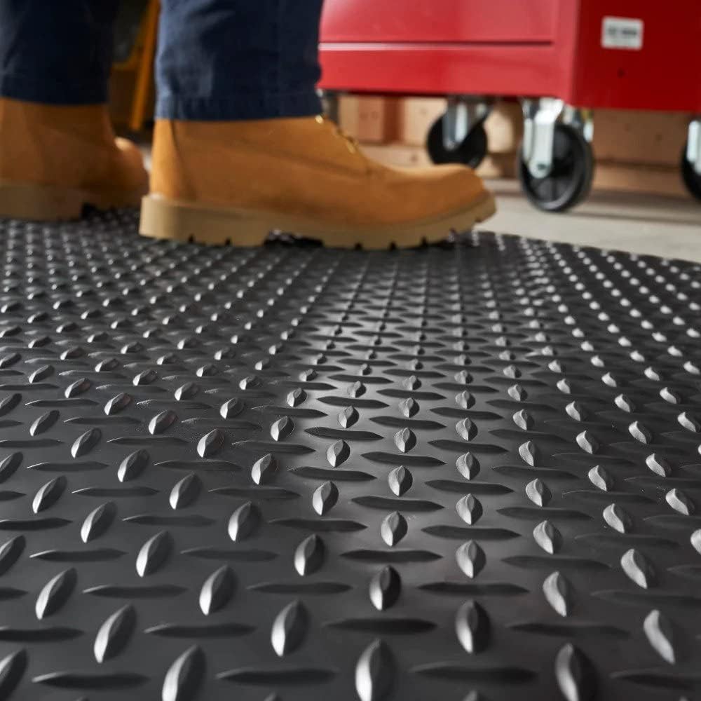 Consolidated Plastics Alfombrilla antifatiga con placa de diamante resistente, base de esponja gruesa, soporte de pie para dolor de piernas y espalda