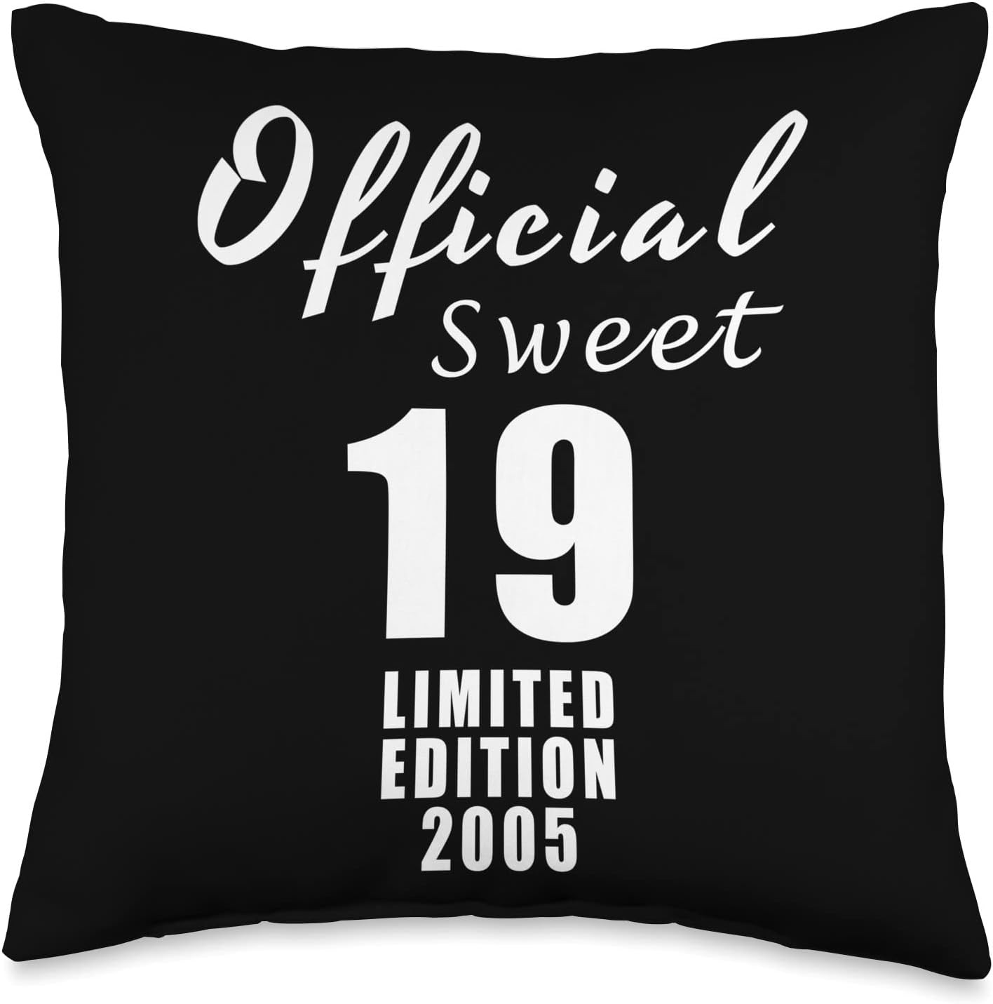 Official Sweet 19 Limited Edition 2005 Funny Retro Throw Pillow, 16×16, Multicolor