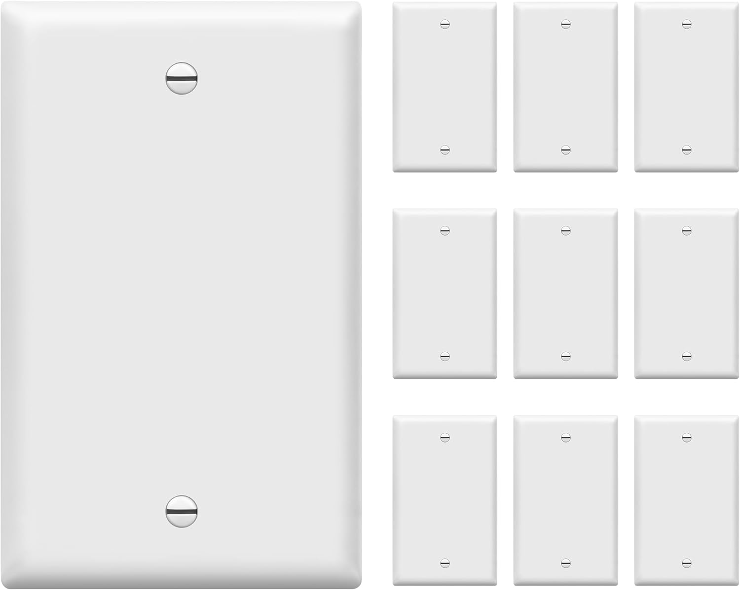 ENERLITES 8801-W-10 unidades, 10 unidades, color blanco, para placa de pared, acabado brillante, tamaño estándar de 1 banda, 4.50 x 2.76 pulgadas,