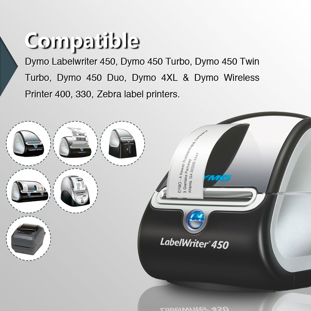BETCKEY – Etiquetas de código de barras compatibles con DYMO 30346 (12″ x 1-78″) – Compatible con impresoras DYMO Labelwriter 450, 4XL y Zebra 6